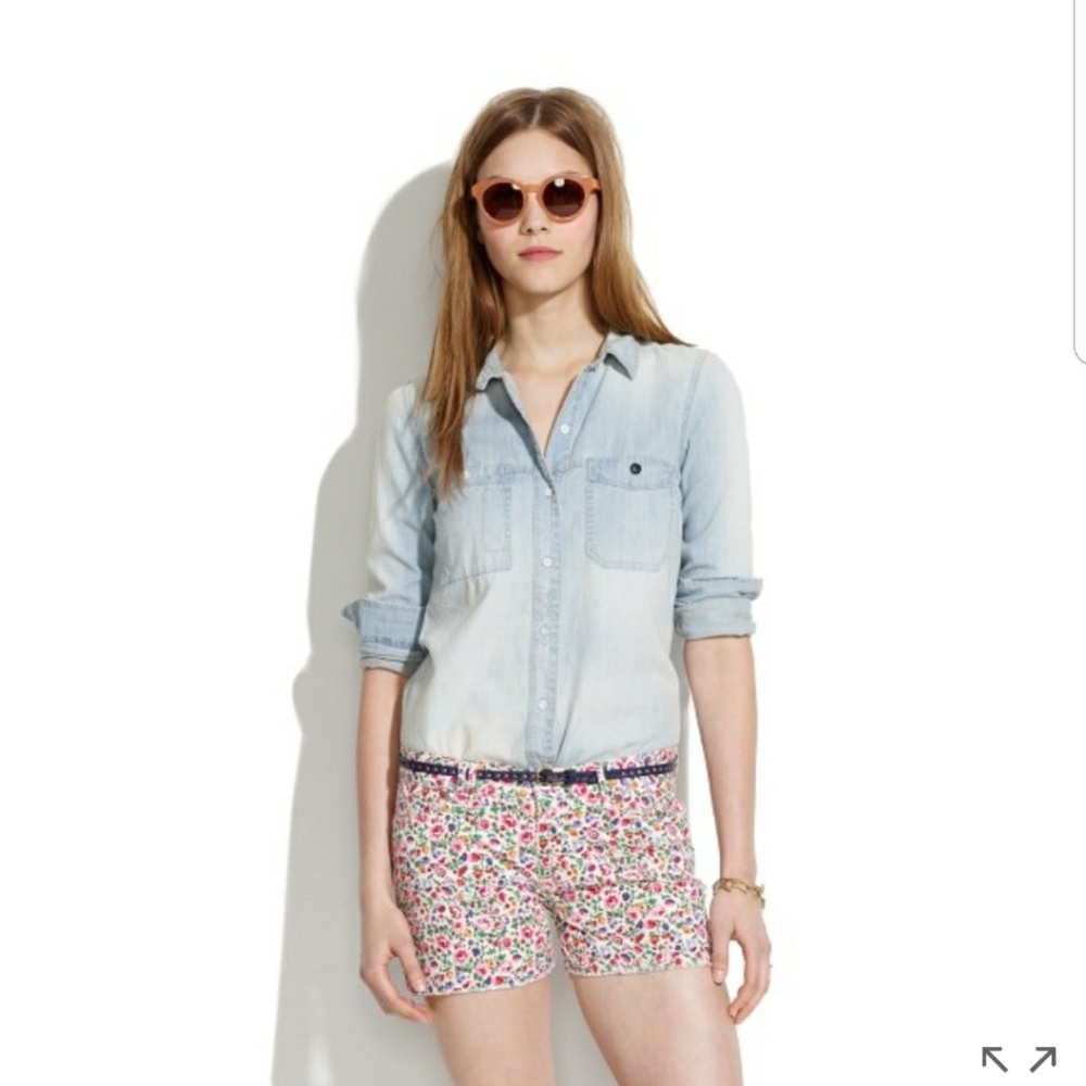 MADEWELL FLORAL DENIM CUTOFF SHORTS  26
